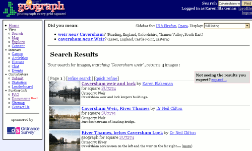 Geograph search results for Caversham weir