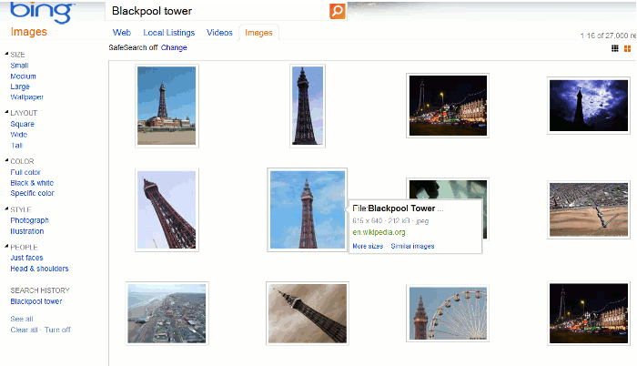 Bing Image Results Display
