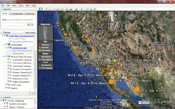 Google Earth and USGS KML feeds