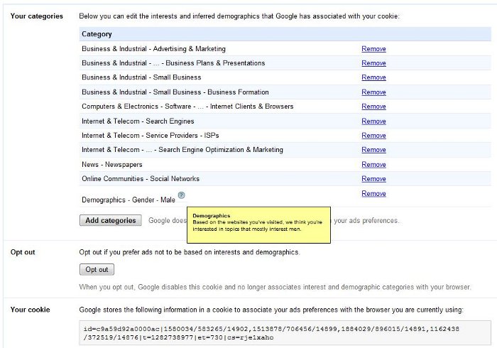 Googles ads preferences