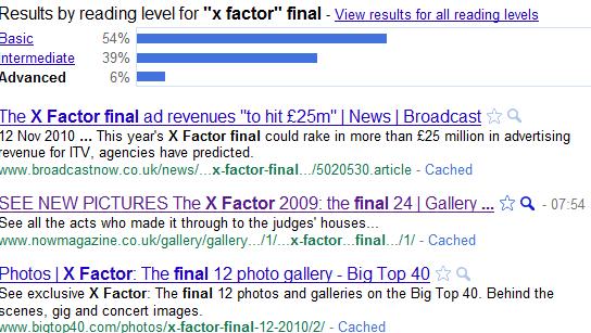 Google Reading Level xFactor Google Reading Level xFactor