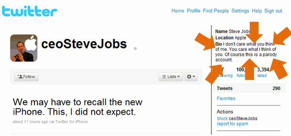 Steve Jobe Twiiter Parody Account