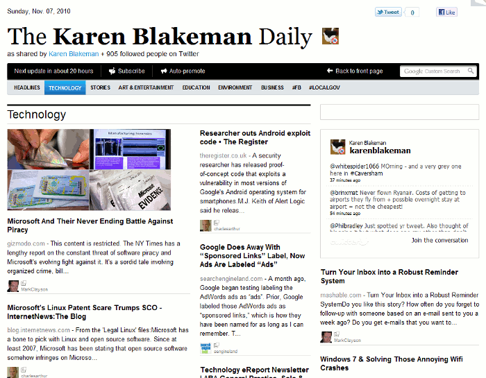 Example of an edition of Karen Blakeman's Paper.li