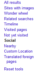 Google Social search option