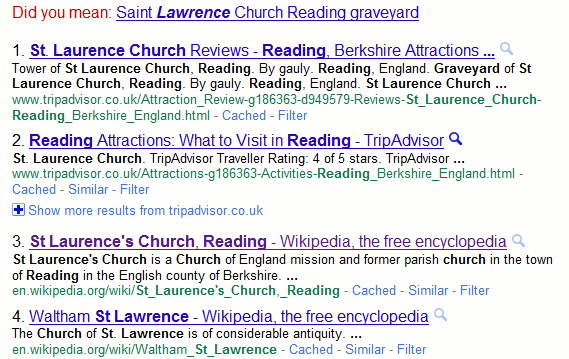 Google St Laurence search