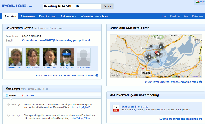 Police UK page for RG4 5BE Police UK page for RG4 5BE