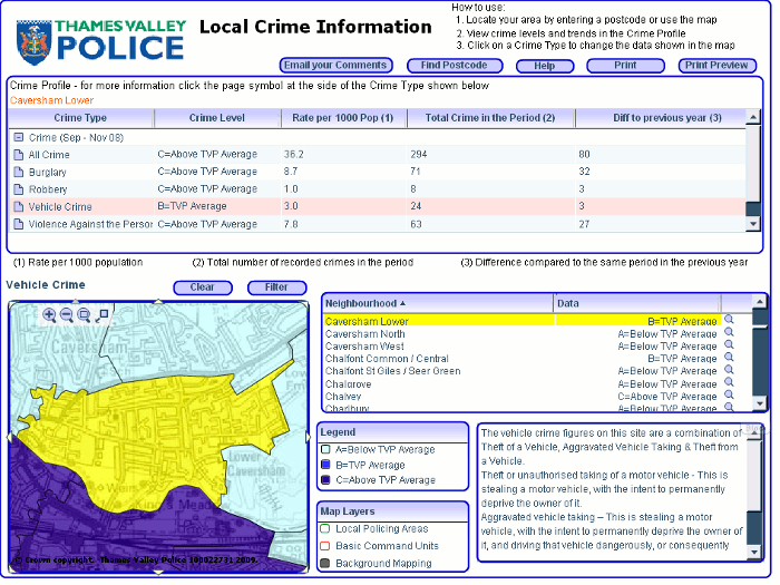 Thames Valley Police 2008 crime rates Thames Valley Police 2008 crime rates