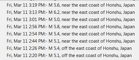 eQuake Alert list