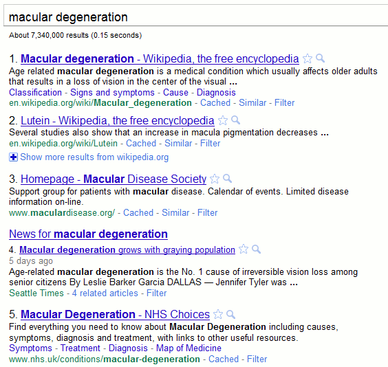 Macular Degeneration simple search