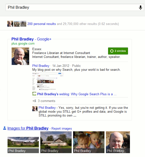 Google Search+ Phil Bradley