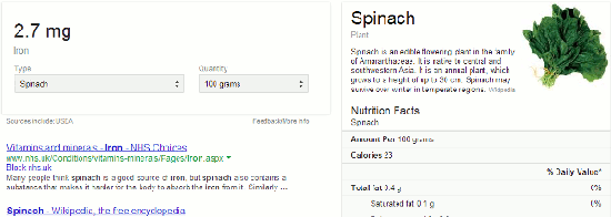 Google spinach nutrition facts