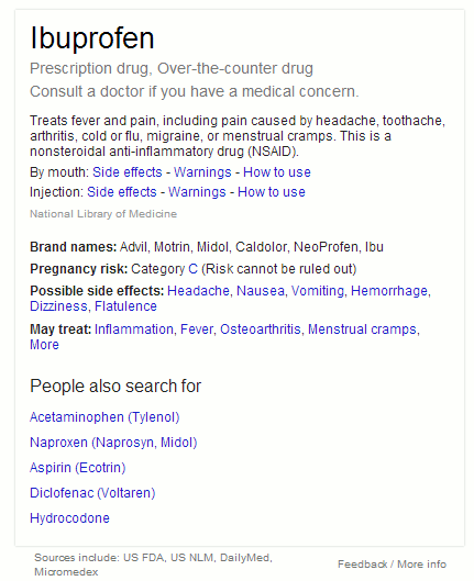 Google results for ibuprofen