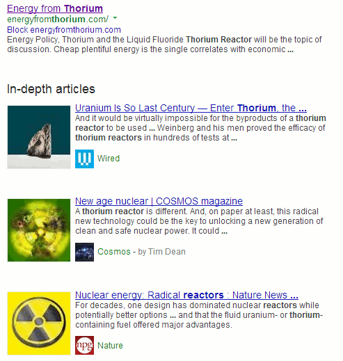 Google in-depth articles on thorium reactors
