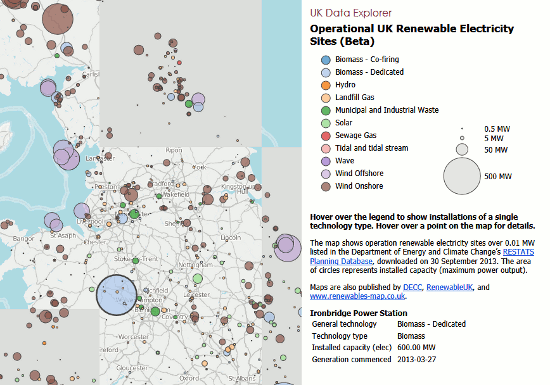 UK Data Explorer renewables interactive map